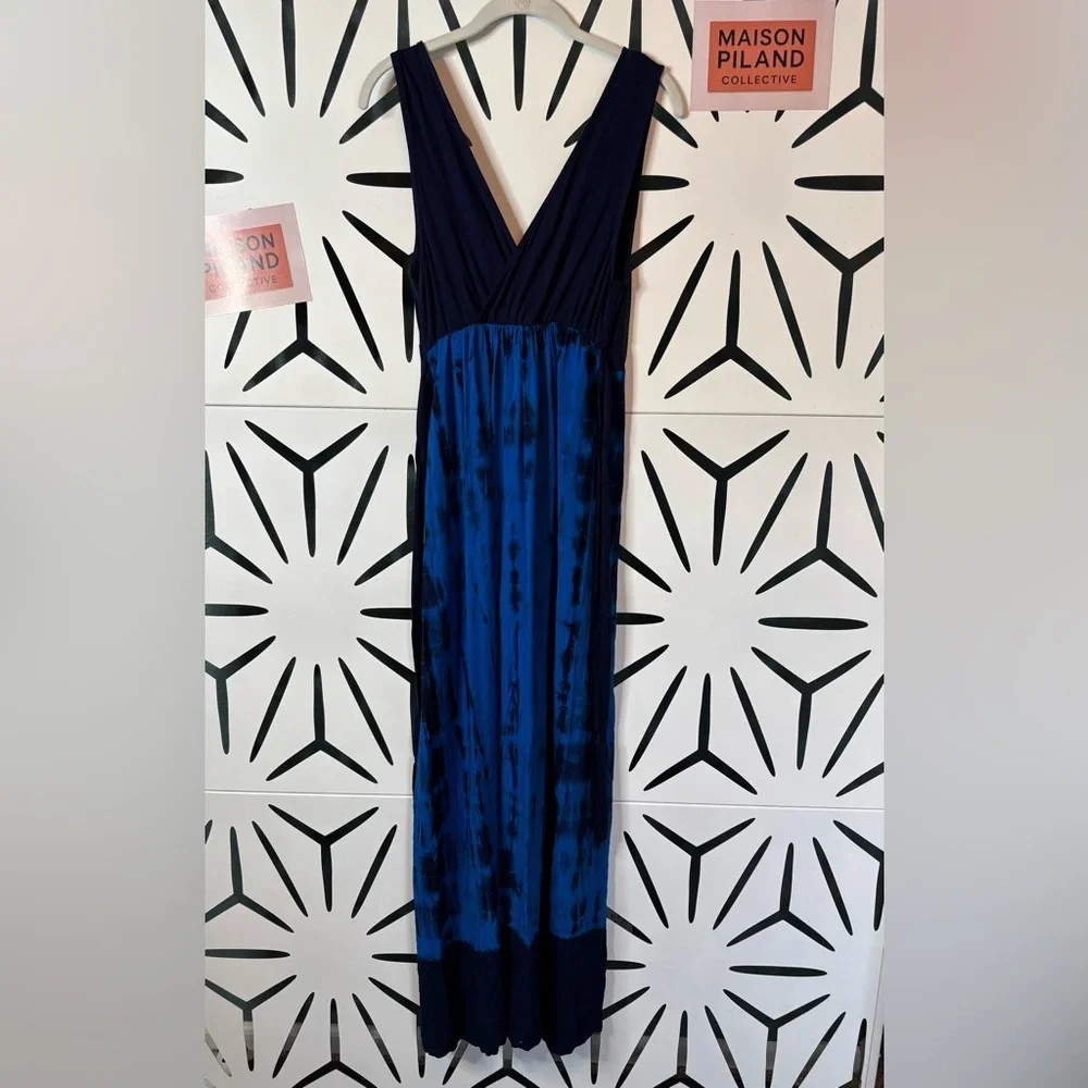 blue tie dye maternity dress BLUE TIE-DYE LOUNGE DRESS for Maternity & Nursing